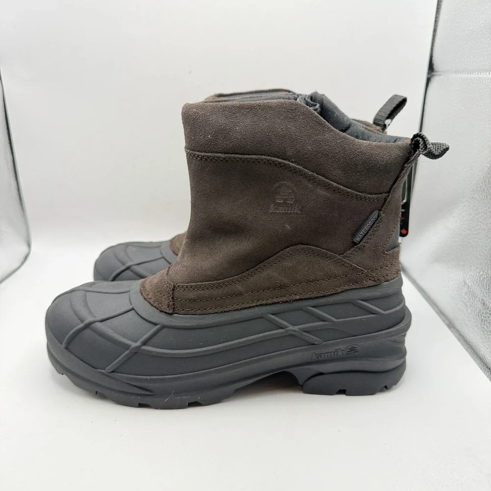 NEW Kamik Champlain 3 Slip On Zip Waterproof Snow Boots Mens 9 EU 42 Brown